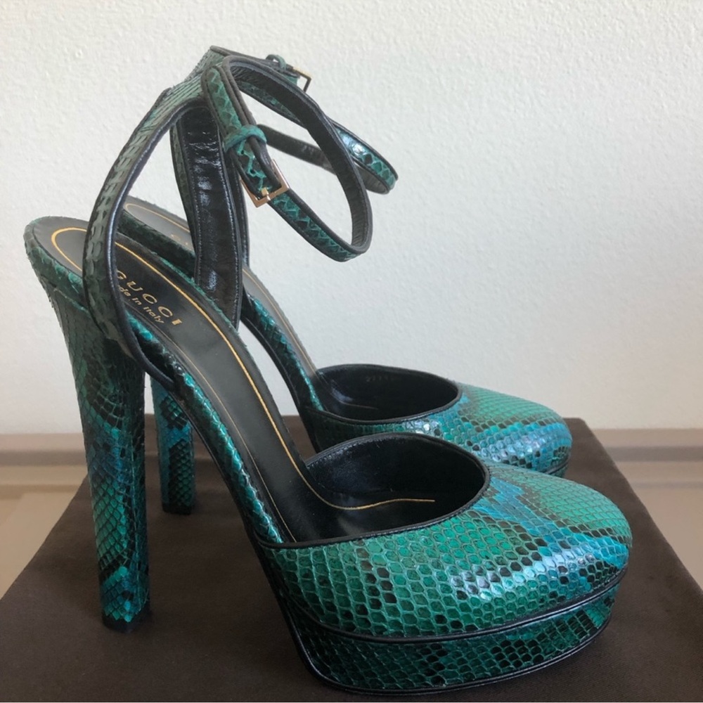 Gucci Huston Python Platform Pumps 39.5 EU - Picture 5 of 8